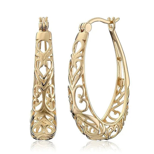 Luxury Gold Dangle Hollow Earrings Hoop Stud Party Wedding Engagement Stud Earring Women Jewerly