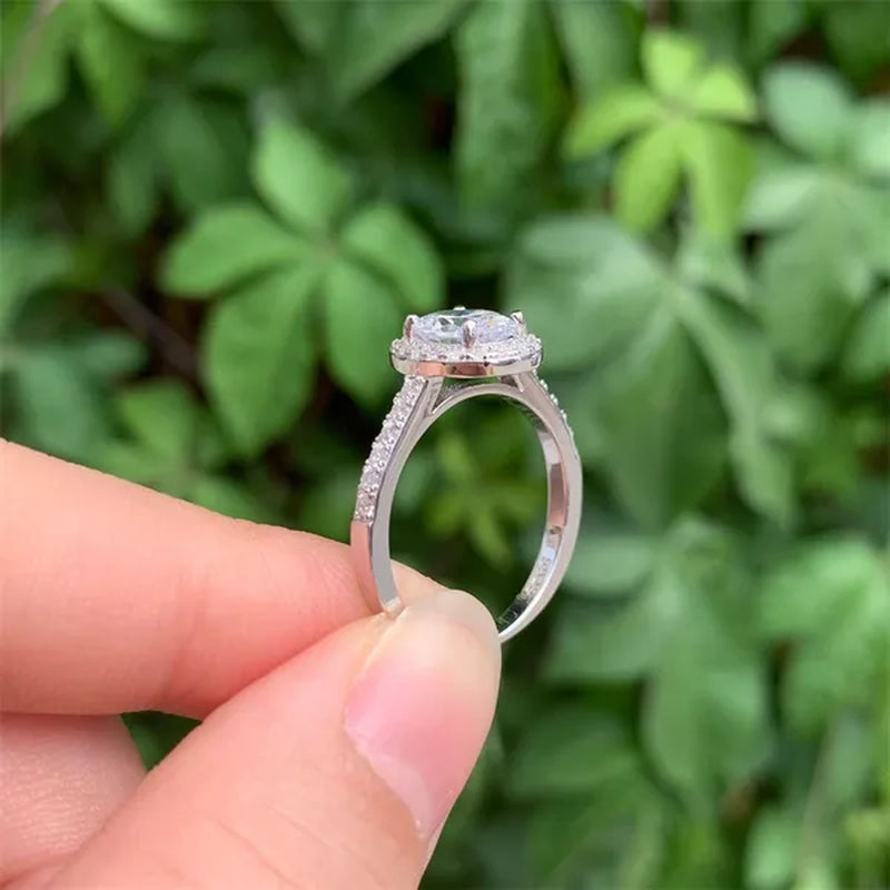 Newshe Halo Oval Cut AAAAA Cubic Zircons Trendy Jewelry Wedding Engagement Ring Set For Women Solid 925 Sterling Silver Sz 4-13