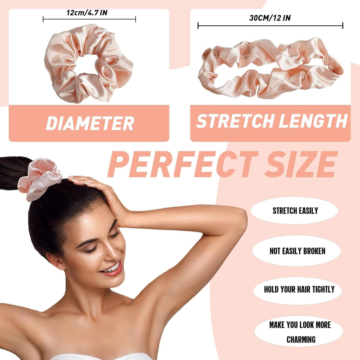 8 Pack Hair Ties Silk Scrunchies for Women Soft Satin Hair Scrunchies Elastic Hair Ties No Damage Ponytail Holders Rubber Bands Hair Accessories Gifts (Mix Color a (8 Pack))