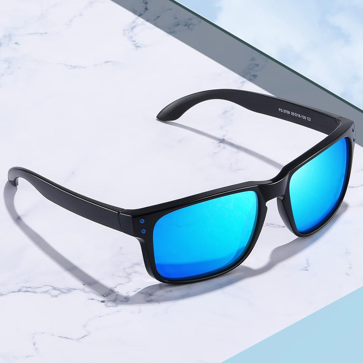 Polarized Sunglasses Men Womens - Retro Square Sun Glasses for Fishing Driving UV Protection