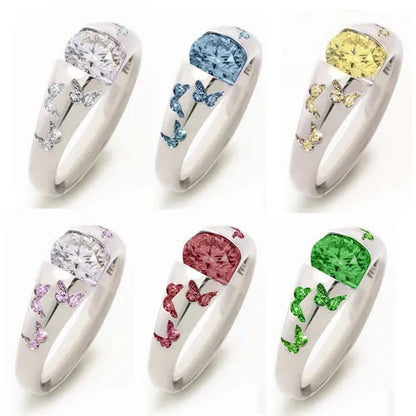 Latest Creative Lady Fashion Fresh Butterfly Ring  Elegant Temptation Princess Engagement Wedding Ring Anniversary Gift Birthday Party Jewelry Size US5-11 (6 colors)