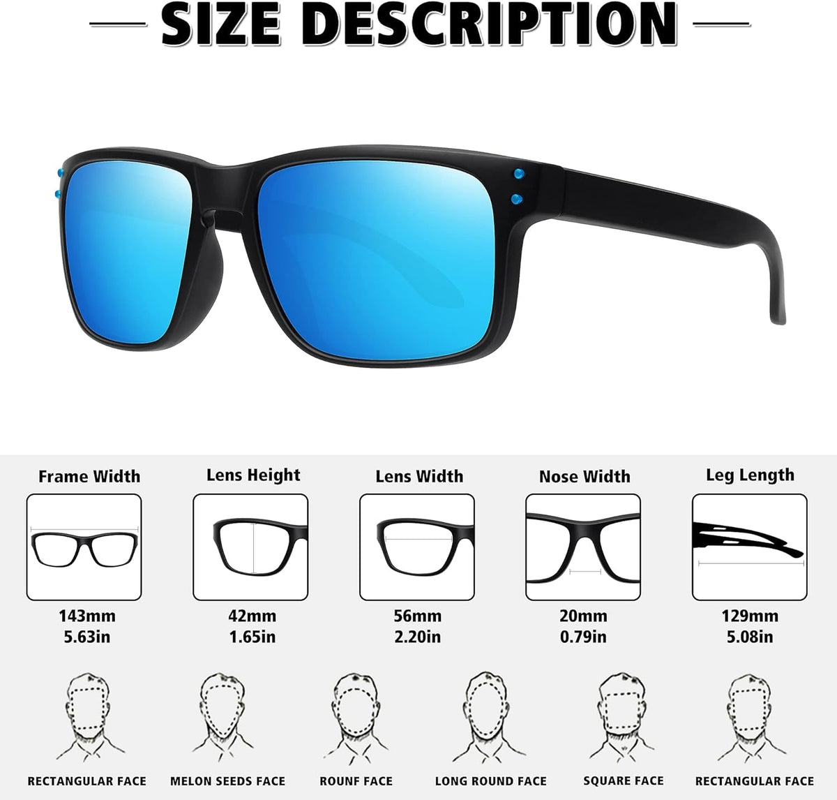 Polarized Sunglasses for Men Women Sports Driving Fishing Glasses UV400 Protection