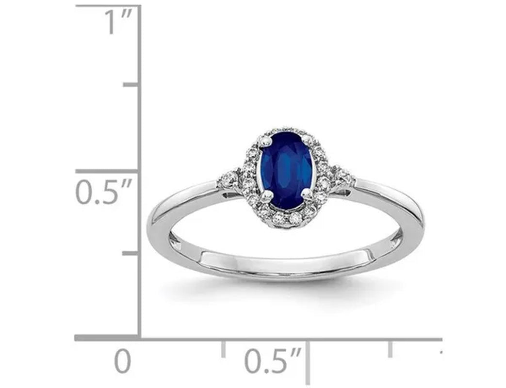 1/2 Carat (ctw) Natural Blue Sapphire Ring in 14K White Gold with Diamonds