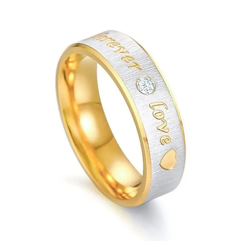 Stainless Steel Couple Forever Love Gold Titanium Couple Rings Jewlery Charm Diamond Ring Vintage Promise Ring Surprised Gift