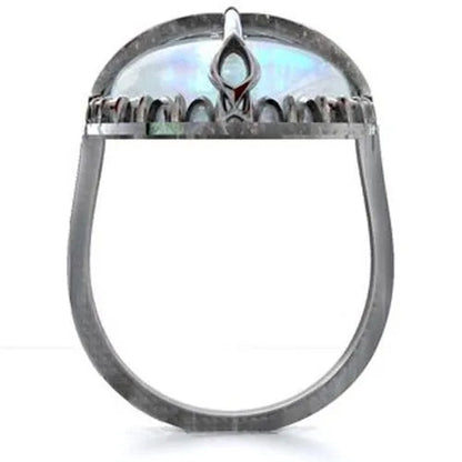 Antique Silver Dragonfly Ring Women's Vintage Big Moonstone Murdoch Diamond Dragonfly Ring Anniversary Gift Engagement Party Wedding Jewelry Rings Size 5-10