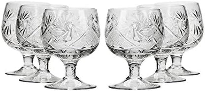WG5290, 1.5-Oz Hand Made Vintage Russian Crystal Shot Glasses, Vodka Shots on a Stem, Set of 6