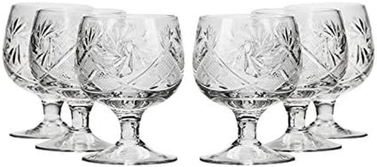 WG5290, 1.5-Oz Hand Made Vintage Russian Crystal Shot Glasses, Vodka Shots on a Stem, Set of 6