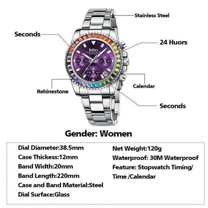Women Rhinestone Watch Fashion Bling Casual Ladies Watch Female Quartz Rose Gold Watch Crystal Diamond Bracelet Watches For Women Montre Femme Relojes Damen Uhren Orologi Donna