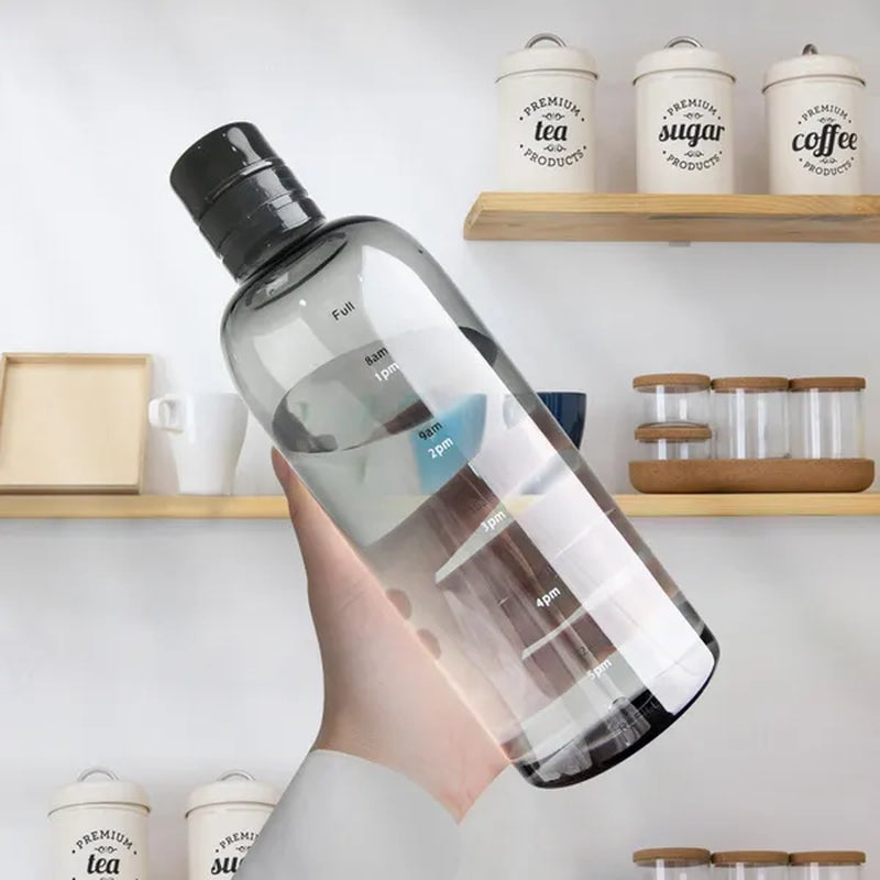 500/ 750ml PC Plastic Water Bottle with Time Marker Creative Large Capacity Leakproof Drink Bottle Gym Sport Water Bottles