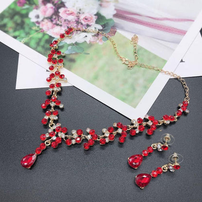 Vaguelly Wedding Tiaras and Earrings Set, Tiara and Necklace Set, Wedding Bridal Flower Jewelry Set Baroque Tiara Crystal Crown with Comb Retro Rhinestone Necklace Earrings Bridesmaids Queen Costume for Prom Party