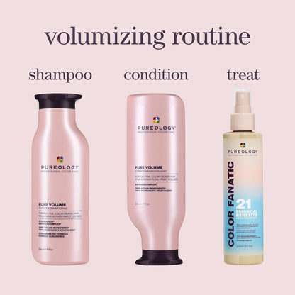 Pureology Pure Volume Shampoo - for Flat, Fine, Color-Treated Hair, Adds Lightweight Volume and Body, Clarifies Buildup, Sulfate-Free & Vegan
