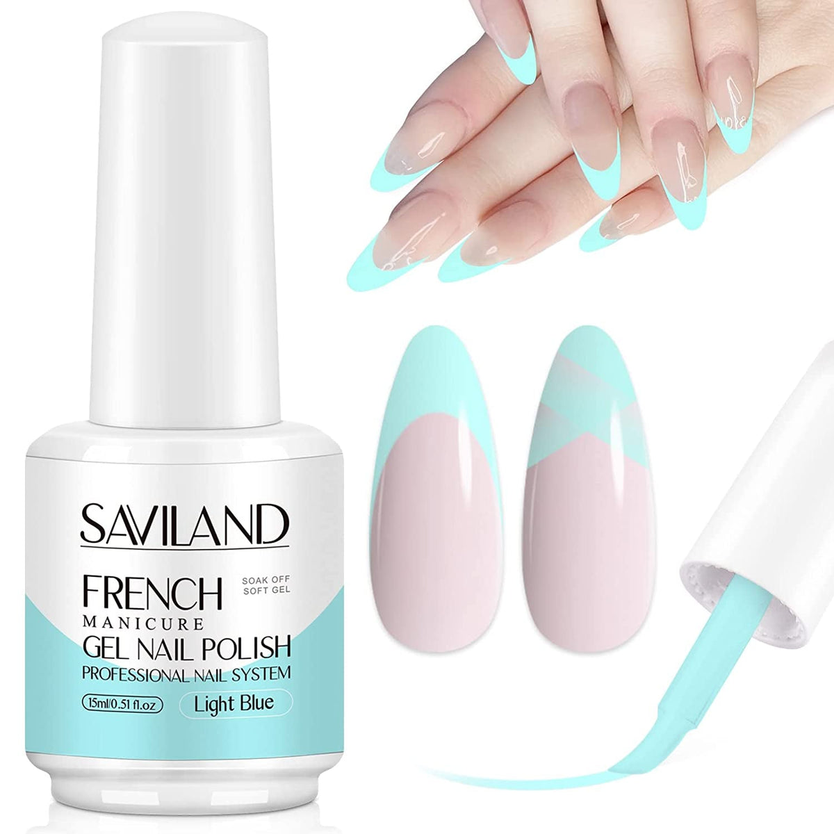 French Gel Nail Polish - 1PC 10ML Blue Gel Polish U V LED Soak Off Gel Quick French Manicure Gel Polish Nail Salon DIY Home for Starters Professionals Party