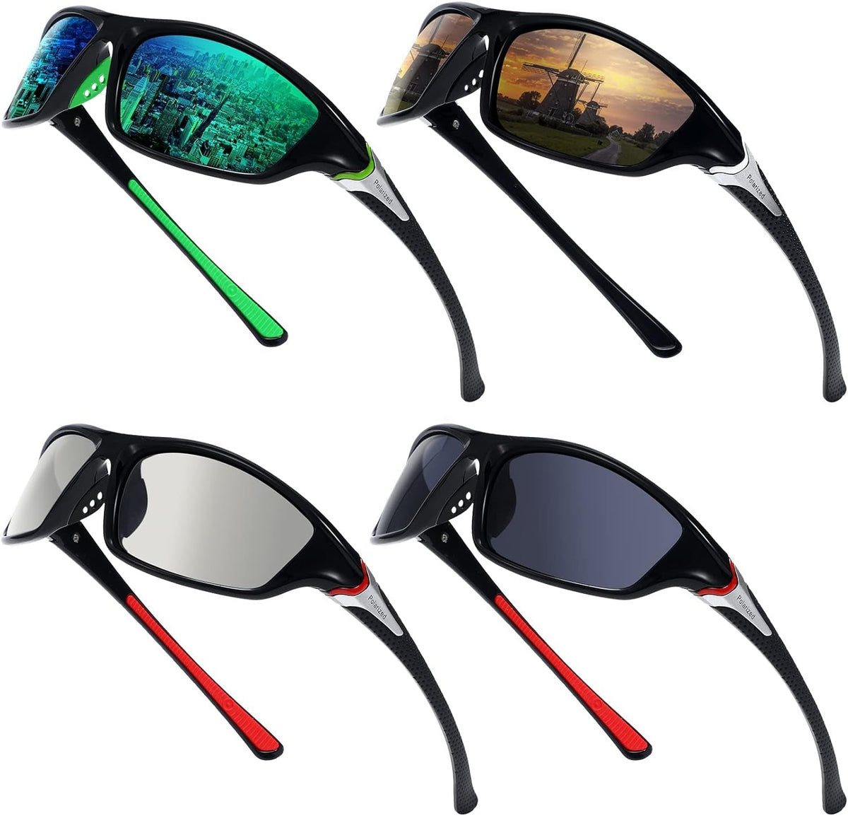 4 Pairs Men Polarized Sunglasses with UV Protection Driving Glasses Sports for Sport Outdoor Activities