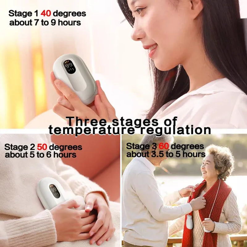 Pack of 2 Hand Warmers Rechargeable Power Bnak, Portable Pocket Heater Warm Gift for Outdoors, Camping, HuntingMagnetic Electric Hand Warmer with Digital Display, Reusable Handwarmers Heat Up to 140℉