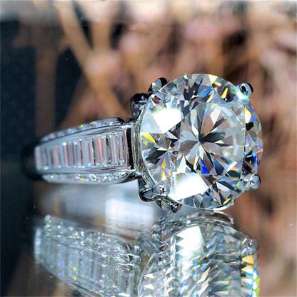 925 Sterling Silver Shiny Full Diamond Gemstone Ring Cubic Zirconia Rings 5 Carat CZ Diamond Multi Row Ring Eternity Engagement Wedding Band Ring for Women (US Code 9)