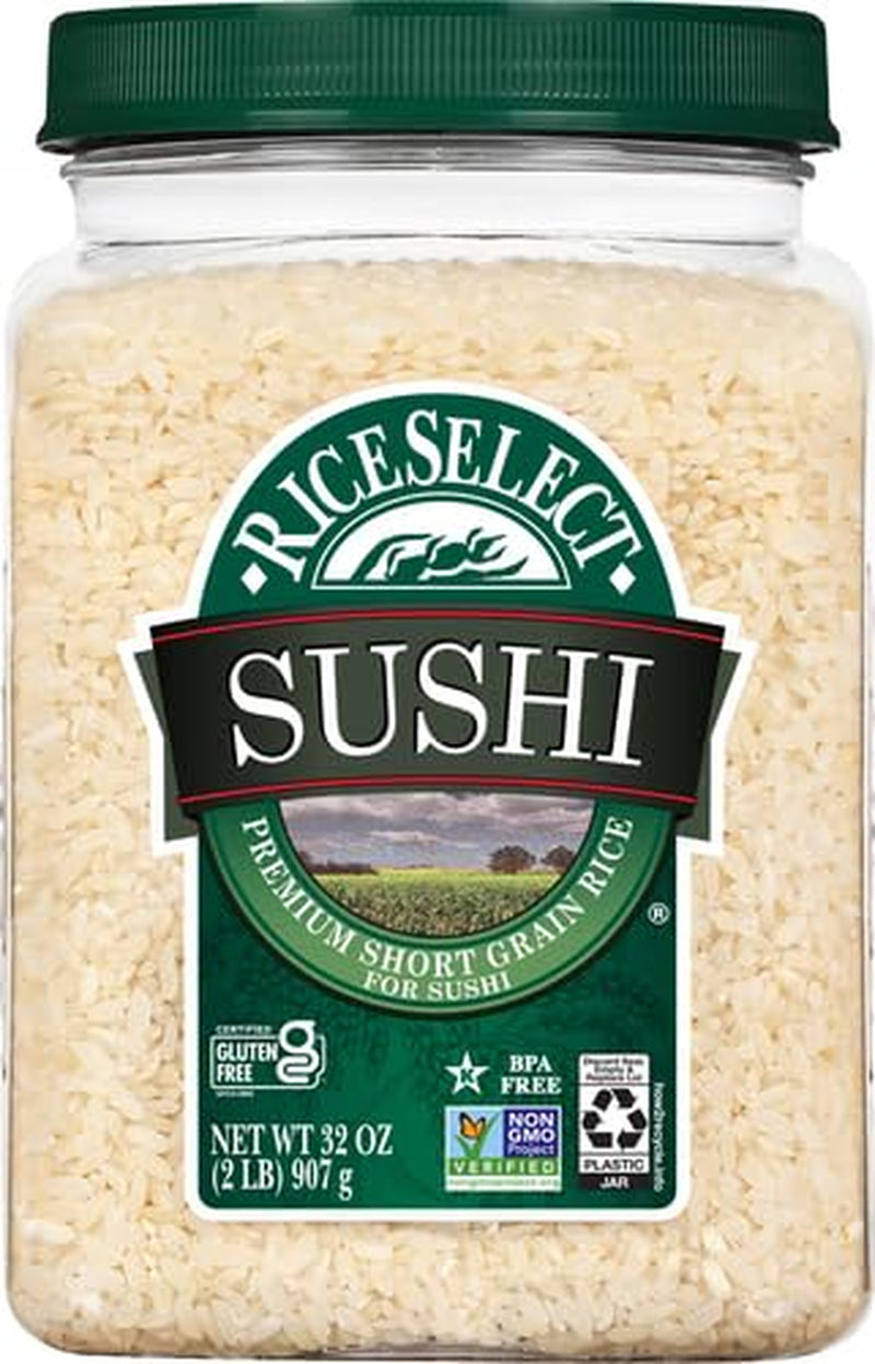 Sushi Rice for Sushi and Japanese Food, Premium Gluten-Free Short-Grain Rice, Non-Gmo, 32-Ounce Jar