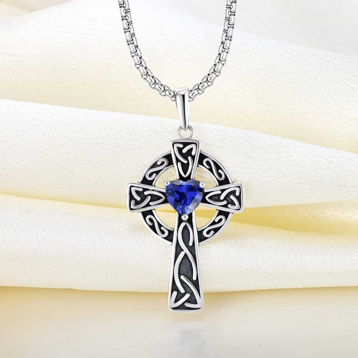 Women'S Cross Pendant Necklace Sterling Silver Celtic Knot Filigree Infinity Cubic Zirconia Crucifix Jewelry