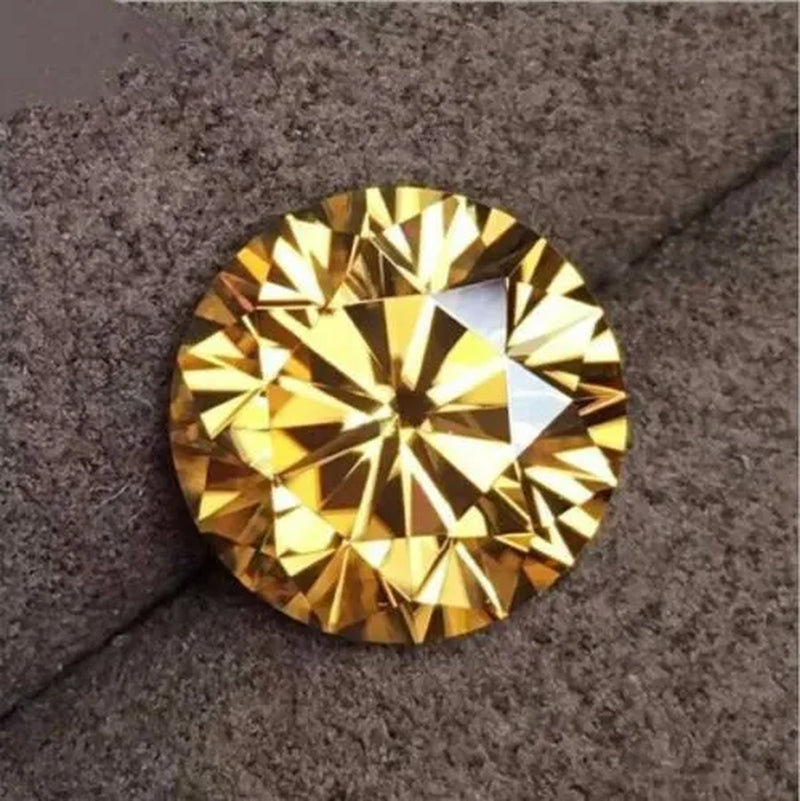 6.5mm 1ct Yellow Diamond Round Excellent Cut Loose Gemstone with GIA certificate