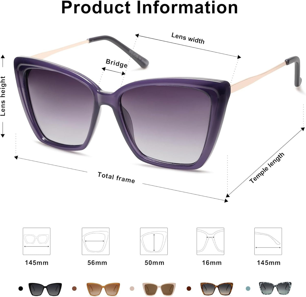 Trendy Polarized Sunglasses for Women Retro Womens Oversized Square Cat Eye Sun Glasses UV Protection SJ2206