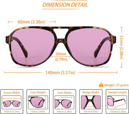 Vintage Retro 70S Sunglasses for Women Men Classic Large Square Aviator Trendy Glasses