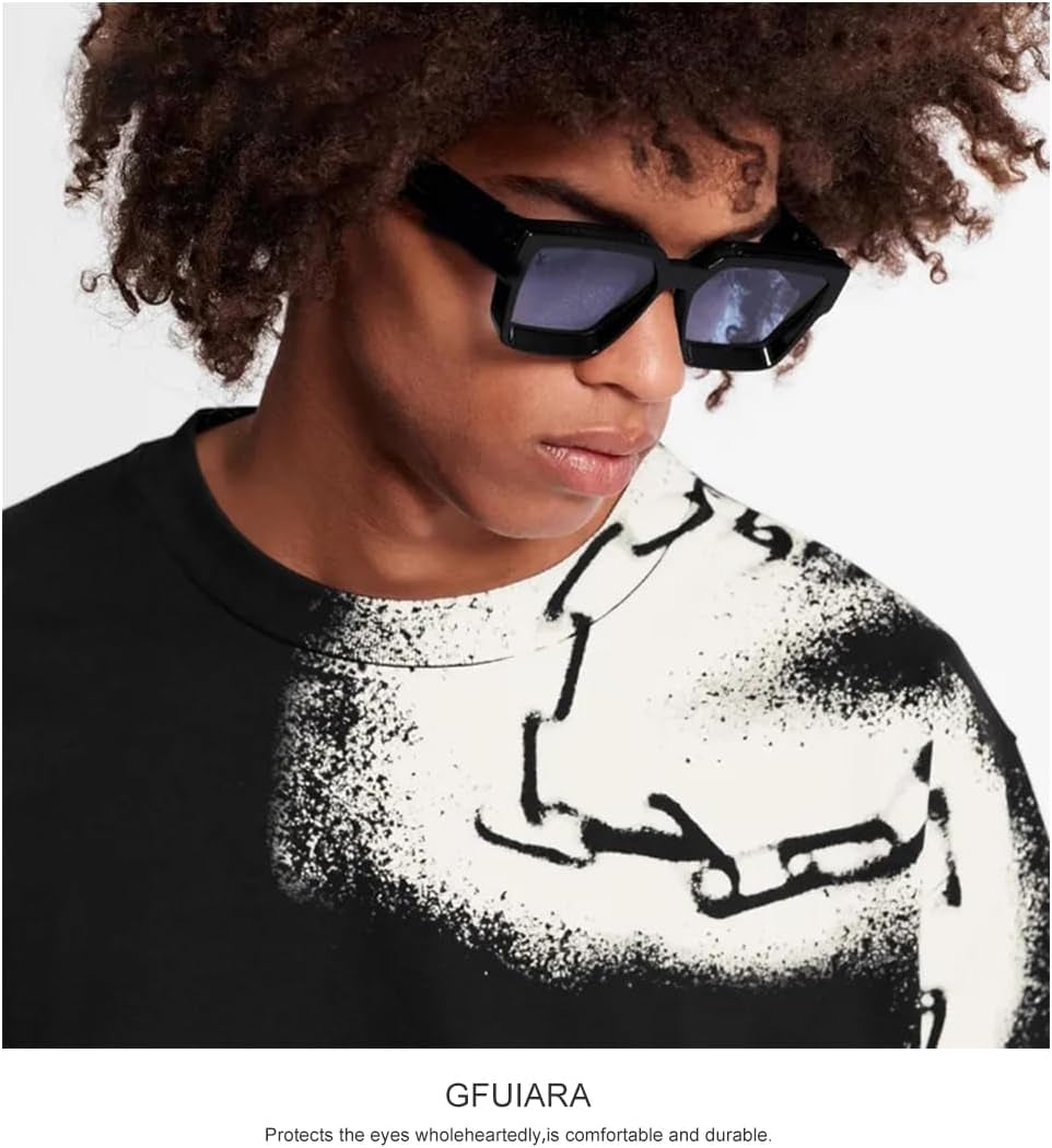 Trendy Square Sunglasses for Men Women Fashion Thick Rectangle Sun Glasses UV Protection Shades Designer Style