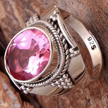 Exquisite Women Ladies Pink Sapphire Eternity Ring Anniversary Gift Engagement Bridal Wedding Jewelry Rings Size 4-12
