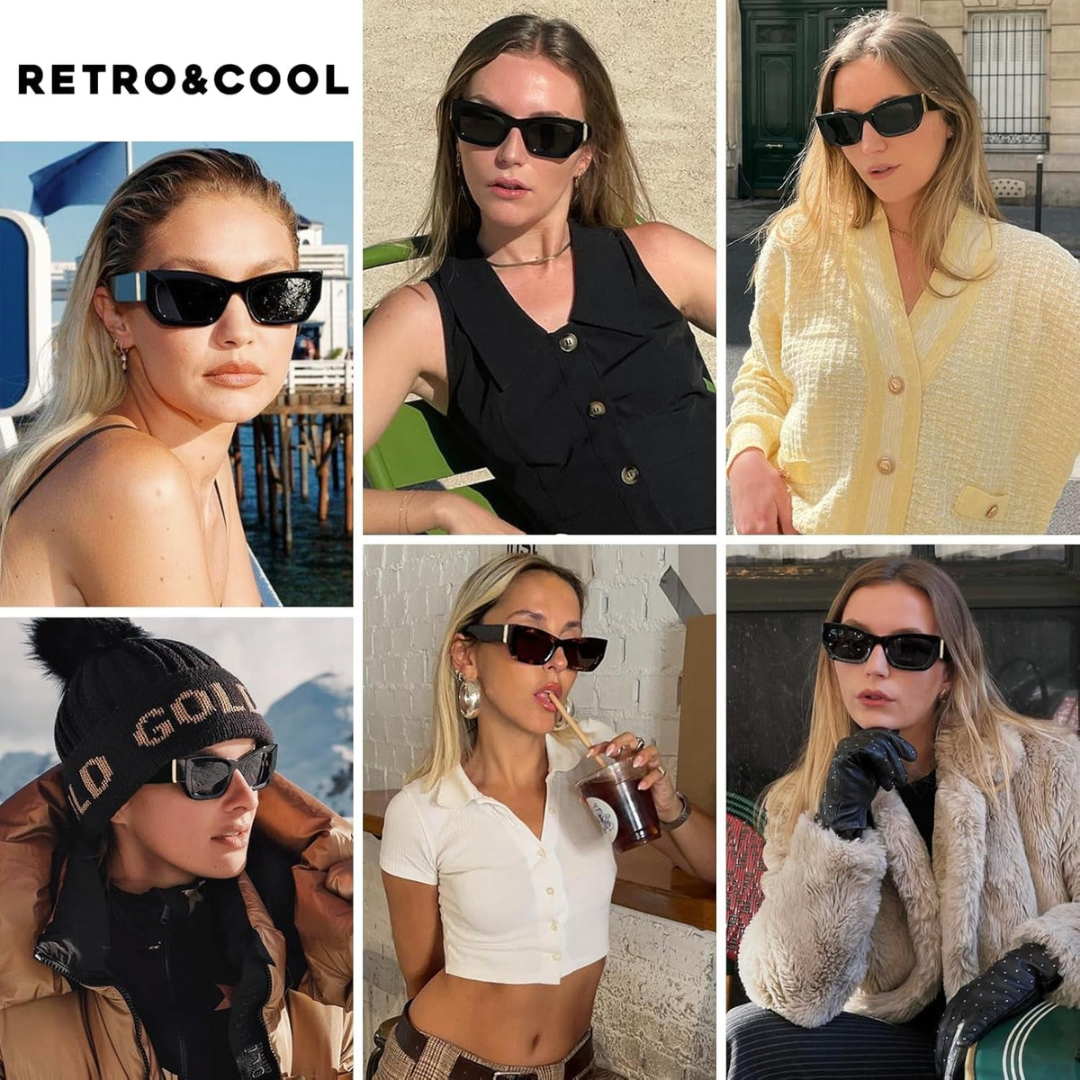 Retro Cat Eye Rectangle Polarized Sunglasses for Women Chunky Style MS52370