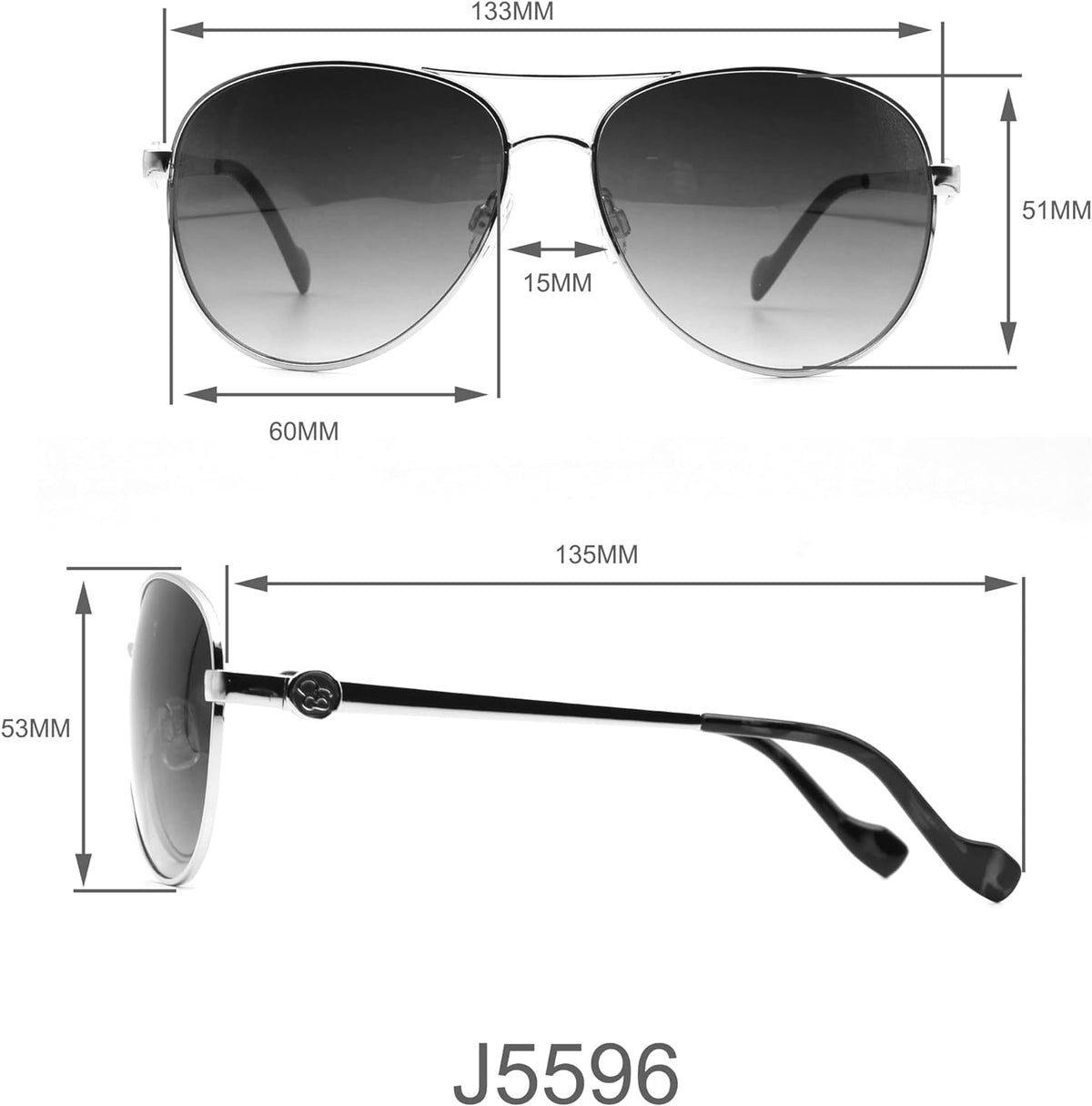 Women's J5596 Stylish Metal Aviator Pilot Sunglasses with Uv400 Protection. Glam Gifts for Her, 60 Mm