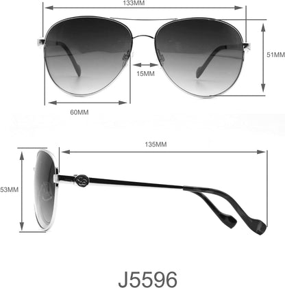 Women's J5596 Stylish Metal Aviator Pilot Sunglasses with Uv400 Protection. Glam Gifts for Her, 60 Mm