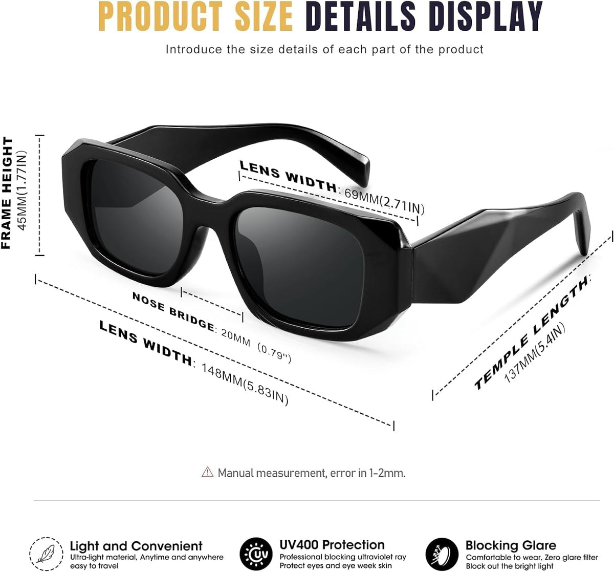 Trendy Rectangle Sunglasses for Women Men,Y2K Vintage Retro 90s Aesthetic Cool Driving Sunglasses