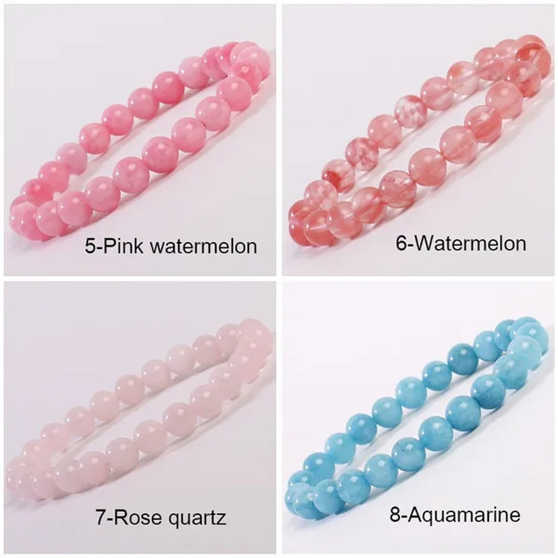 43 Style New 8MM Natural Stone Bracelet / Apatite / Agate /amethyst /watermelon /Rose Quartz /Morgan Stone/malachite/Tiger Eye Fashion Bracelet Unisex