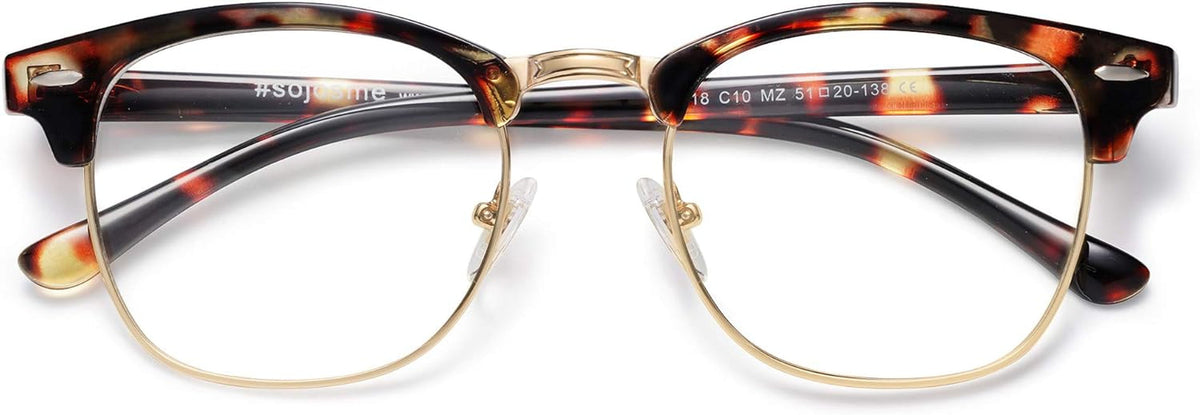 Retro Semi Rimless Blue Light Blocking Glasses Half Horn Rimmed Eyeglasses SJ5018