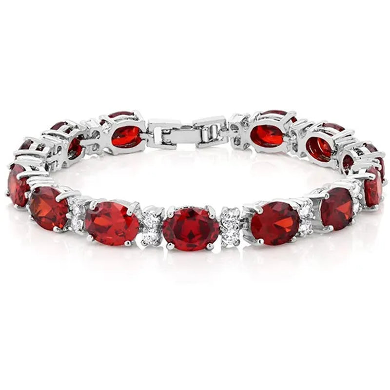Gem Stone King 925 Sterling Silver Gorgeous Oval and Round Sparkling Cubic Zirconia CZ Tennis Bracelet Jewelry Gift