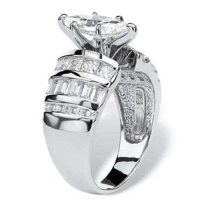 Trendy Claw Setting Marquise Cut Cubic Zircon Ring for Women Engagement Party Jewelry Anniversary Gift