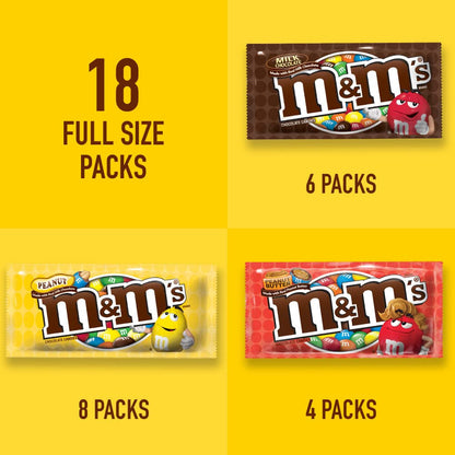 Milk Chocolate Candy, Variety Pack, Full Size, Pack of 18 Bulk Candy Chocolate