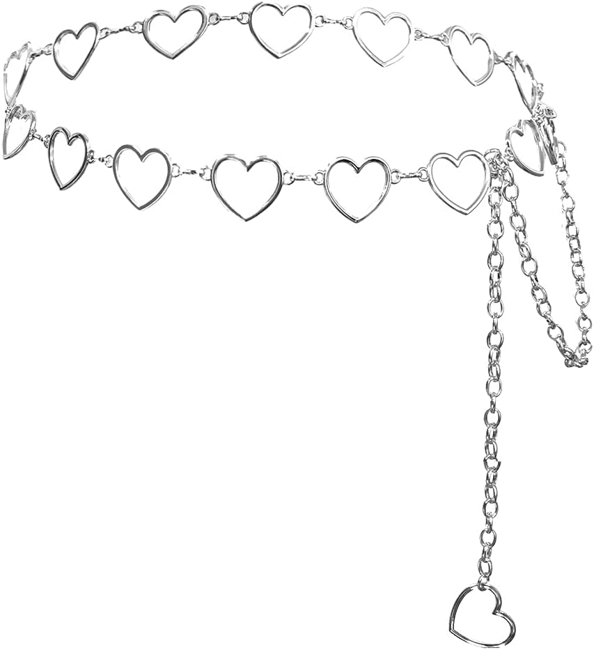Women Waist Chain Belt Gold Silver Chain Belt Body Chains Jewelry for Dress Y2K Heart Chain