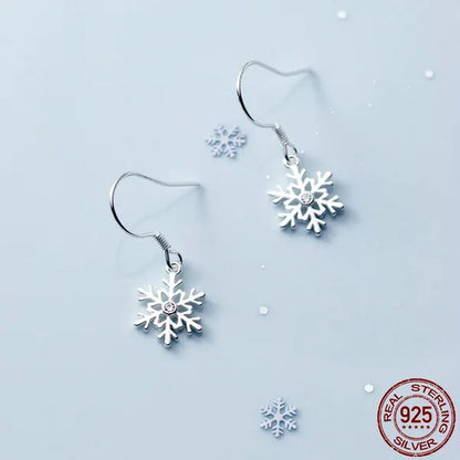 925 Sterling Silver Beautiful Snowflakes Drop Eaerrings for Women Fashion Jewelry Earrings