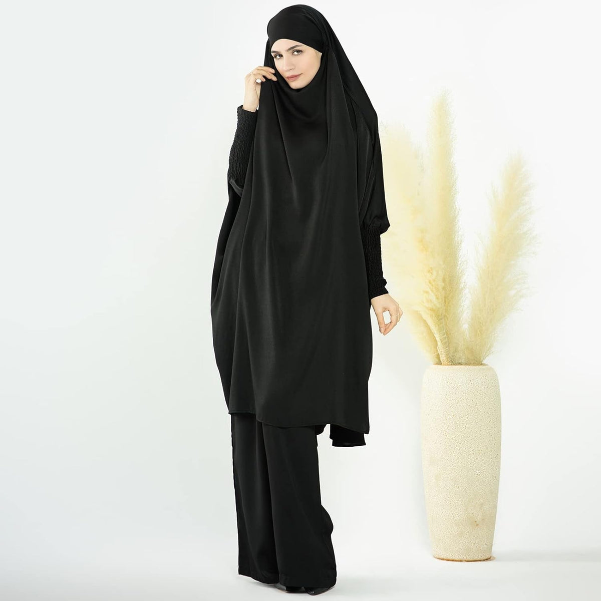 Abaya Muslim Modest Prayer Clothes with Hijab for Women 2-Piece All Cover Muslim Outfits Long Robe