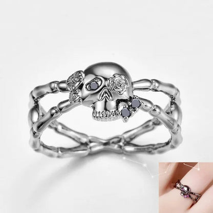 Fashion Simple Retro Punk Style Gothic Skull Rings For women Cocktail Ring Skeleton Knuckle Jewelry Size5 6 7 8 9