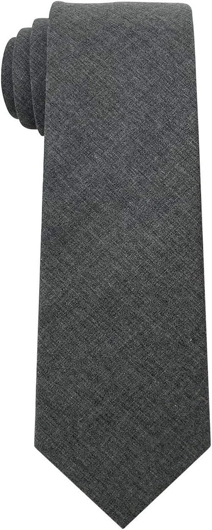 Mens Solid Color Necktie Cotton Neck Tie for Men