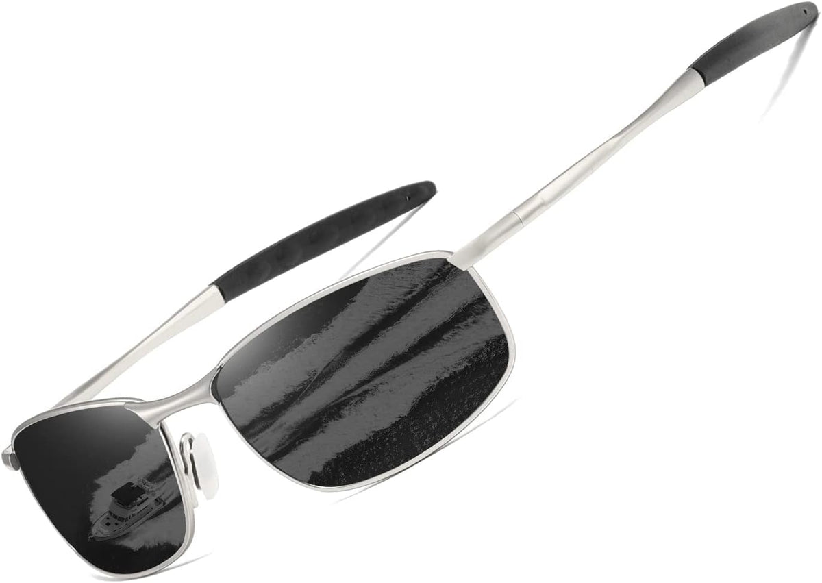 Polarized Sunglasses For Men Rectangle Metal Frame Retro Sun Glasses AE0395