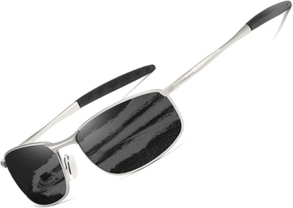 Polarized Sunglasses For Men Rectangle Metal Frame Retro Sun Glasses AE0395