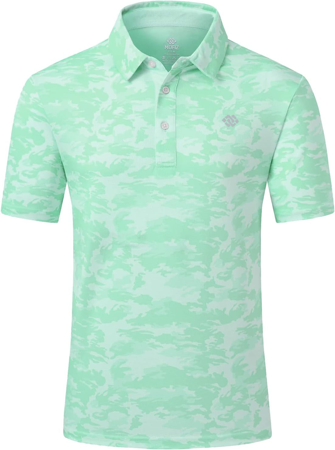 Men'S Camo Polo Golf Shirt Hiking Dry Fit Short Sleeve T-Shirts Pique Collared Polo Jersey