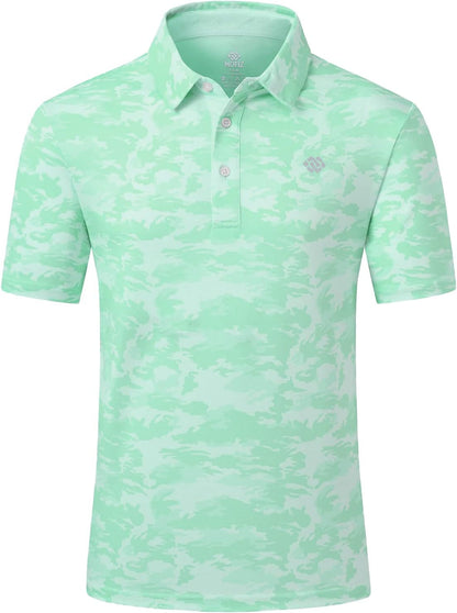 Men'S Camo Polo Golf Shirt Hiking Dry Fit Short Sleeve T-Shirts Pique Collared Polo Jersey
