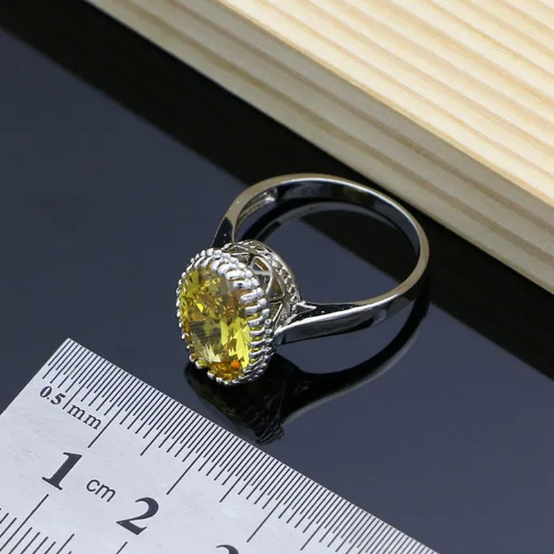 Natural 925 Sterling Silver Jewelry Yellow Topaz Jewelry Sets Wedding Women Earrings/Pendant/Necklace/Ring/Bracelets