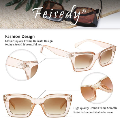 Classic Women Sunglasses Fashion Thick Square Sun Glasses Chunky Frame UV400 B2471