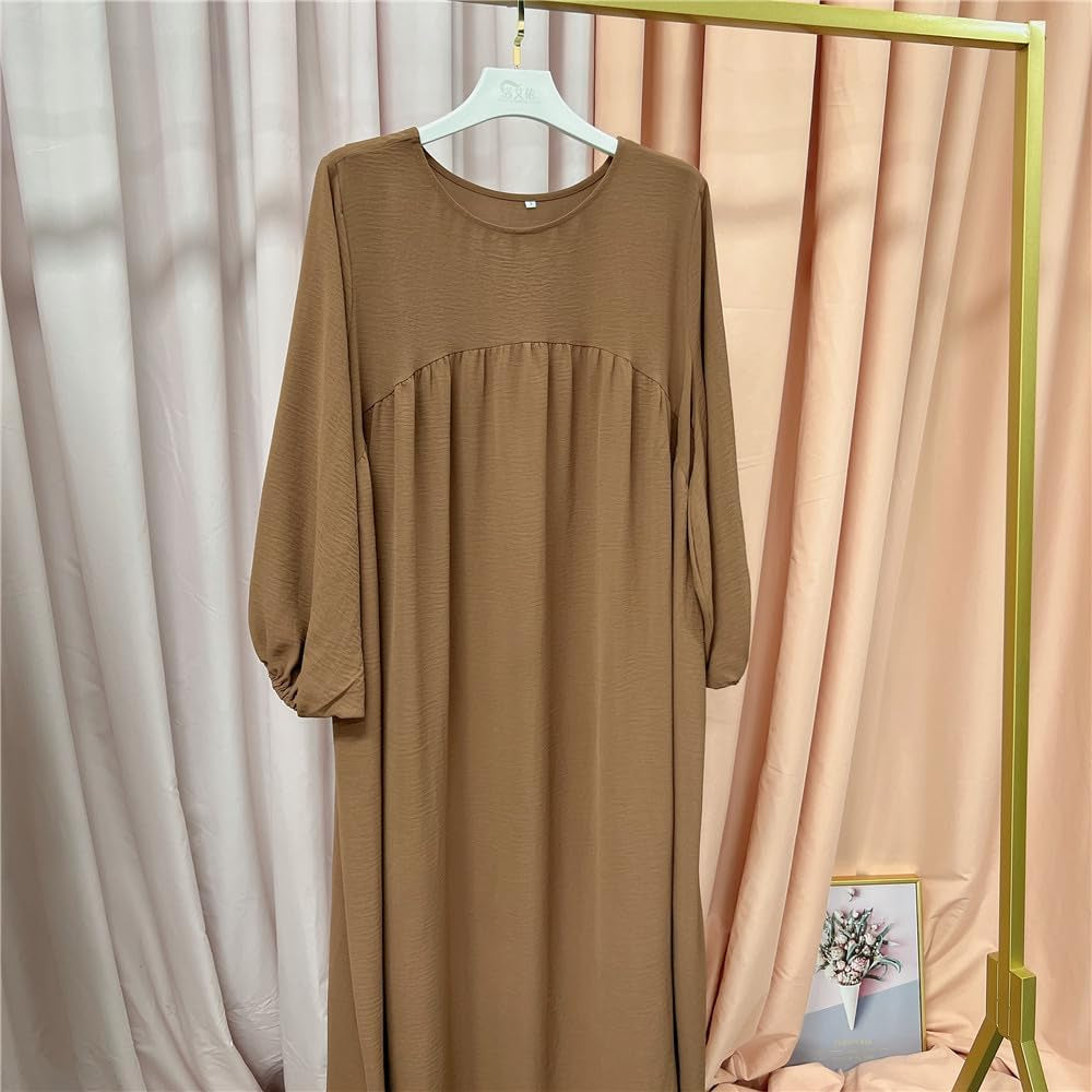 Women Muslim Dress Ramadan Prayer Garment Abaya Dubai Islam Eid Crepe Balloon Sleeve African Turkey Robe without Hijab