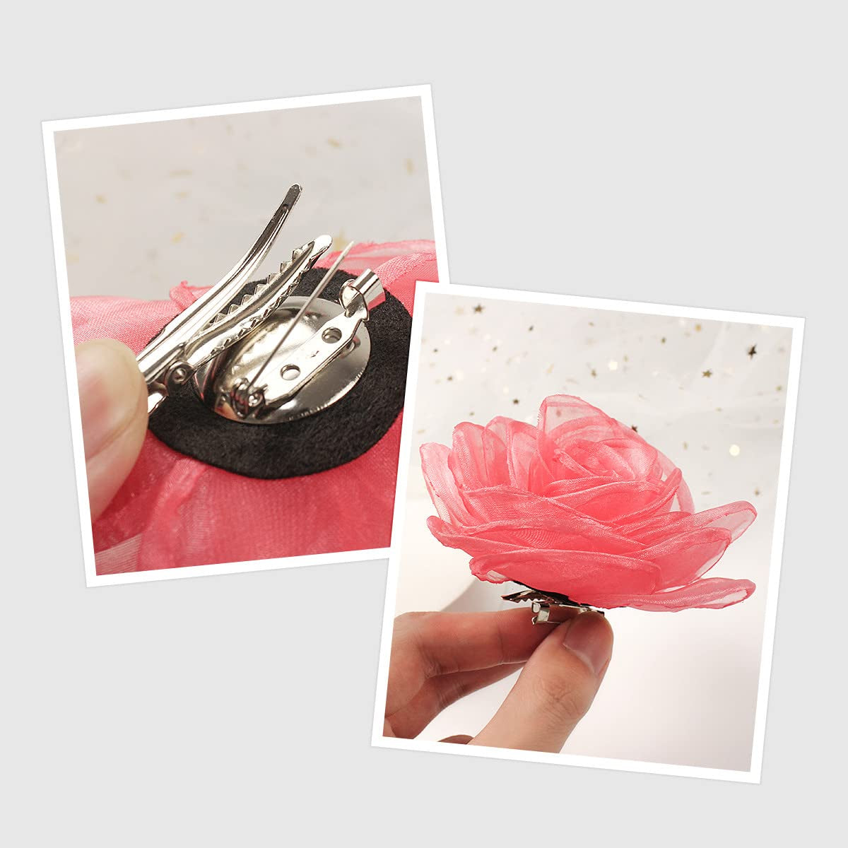 Women'S Lovely Flower Hair Clip Rose Brooches | Light Orange Floral Pin for Hats and Accessories