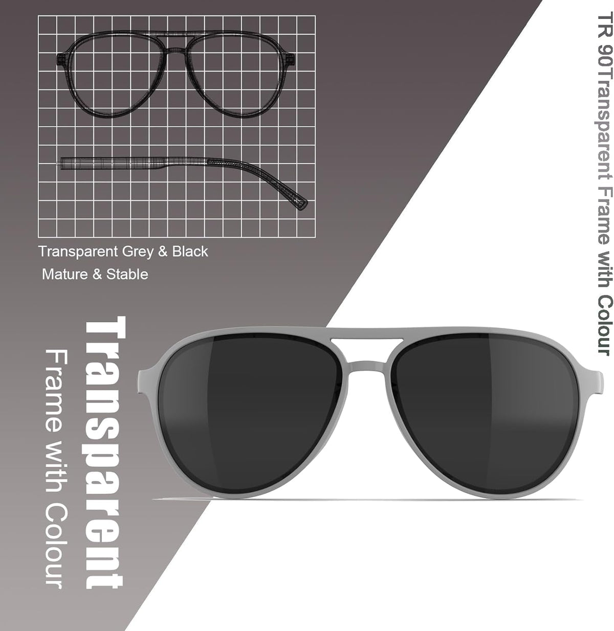 Lightweight TAC Polarized Tinted Classic Vintage Retro 70s Sunglasses, TR-90 Frame for Women Men, UV 400 Protection