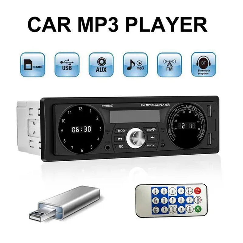 1DIN In-Dash Carradios Stereo Remote Control Digital Bluetooth Audio Music Stereo 12V Car Radio MP3 Player